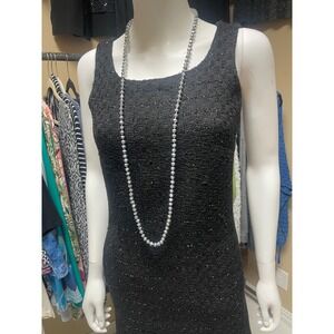 Black Tweed Sparkly Sheath Dress Sleeveless Sexy Bodycon Cocktail Formal Size S